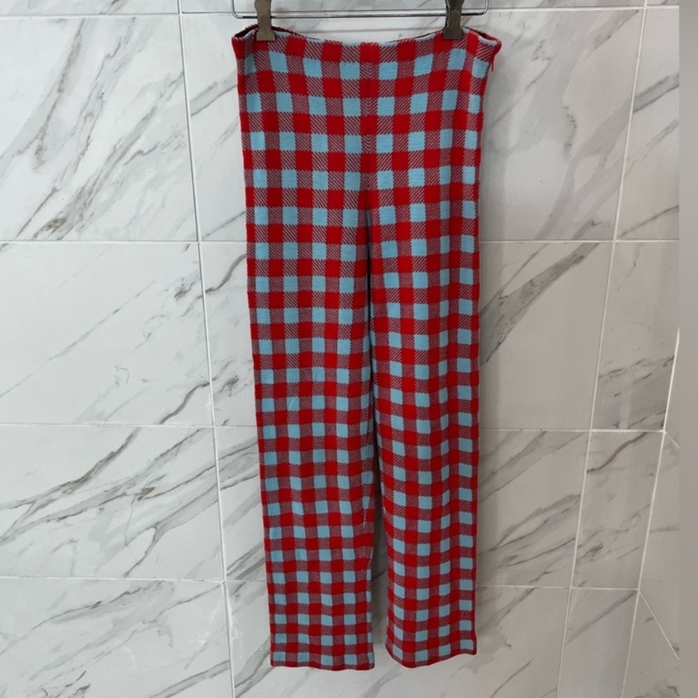 STAUD AVALANCHE PLAID GINGAM KNIT PANTS